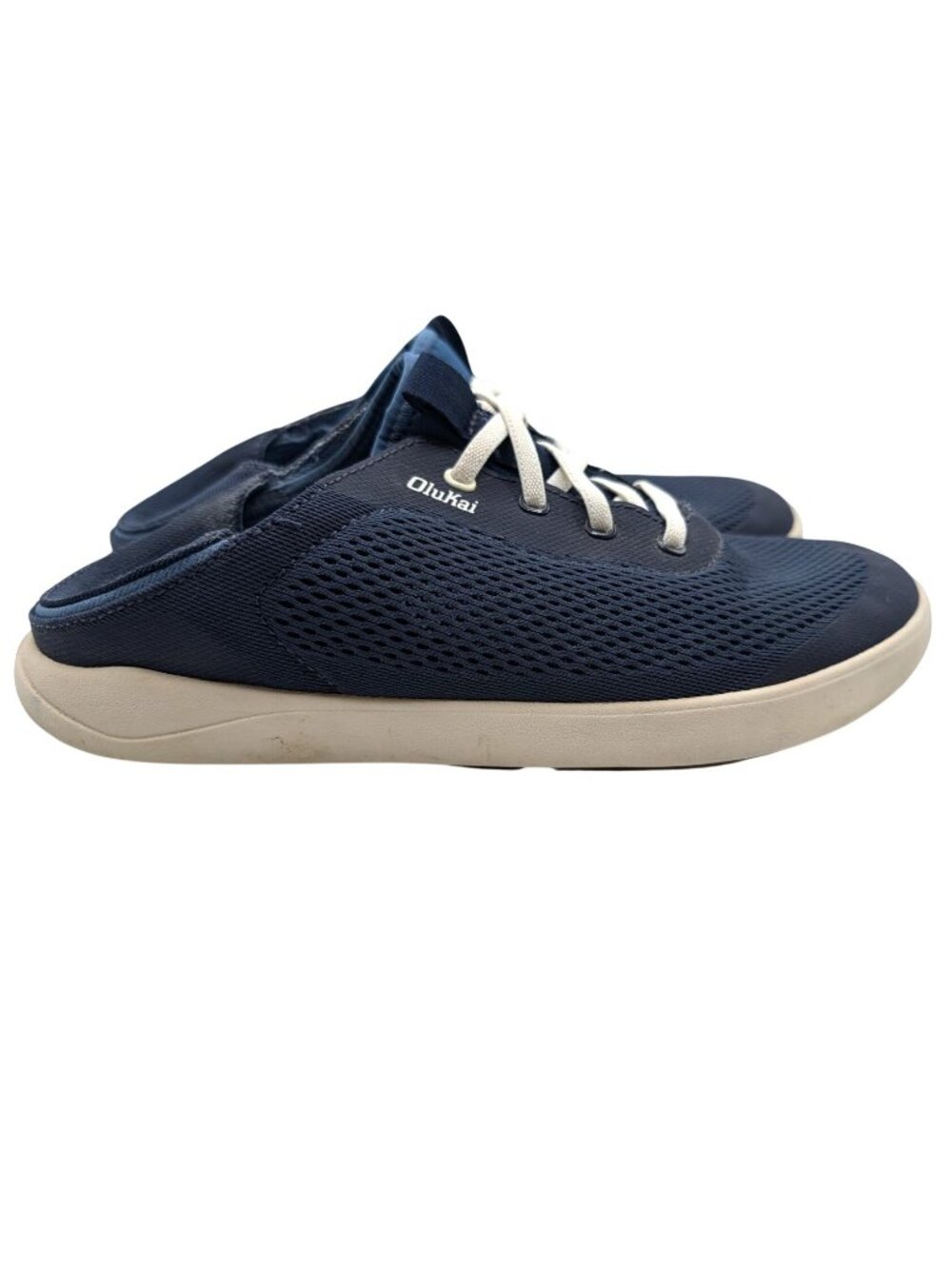 Olukai Moku Pae Mens Boat Shoes Trench Blue Off White Size M 8 EUR 41